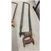 Image 3 : Vintage Bucksaw, Bow Saw, and Hacksaw with Wooden Handles, Set of Three
