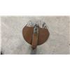 Image 6 : Antique Agricultural Cultivating Tool with Wooden Handle and Cast Iron Fat Lamp