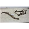 Image 1 : Antique Wooden Horse Hames with Metal Rings and Leather Horse Bridle with Metal Bit