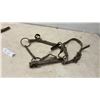 Image 4 : Antique Wooden Horse Hames with Metal Rings and Leather Horse Bridle with Metal Bit