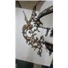 Image 2 : Victorian-Style Brass Hanging Parlor Lamp with Opalescent Glass Shade and Triton Figures