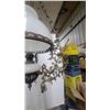 Image 4 : Victorian-Style Brass Hanging Parlor Lamp with Opalescent Glass Shade and Triton Figures