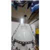 Image 5 : Victorian-Style Brass Hanging Parlor Lamp with Opalescent Glass Shade and Triton Figures