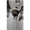 Image 7 : Victorian-Style Brass Hanging Parlor Lamp with Opalescent Glass Shade and Triton Figures