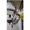 Image 8 : Victorian-Style Brass Hanging Parlor Lamp with Opalescent Glass Shade and Triton Figures