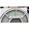 Image 3 : Antique Round Wooden Window Frame with Central Circle and Radiating Panes, White Painted, 48"