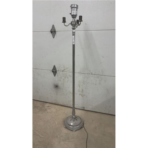 Vintage Silver-Toned Multi-Light Floor Lamp with Ornate Cast Metal Base, Circa 1930s-1950s