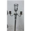 Image 4 : Vintage Silver-Toned Multi-Light Floor Lamp with Ornate Cast Metal Base, Circa 1930s-1950s