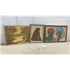 Image 1 : Three Framed Paintings: Landscape, Portraits, Largest 19 x 27"