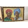 Image 2 : Three Framed Paintings: Landscape, Portraits, Largest 19 x 27"