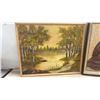 Image 6 : Three Framed Paintings: Landscape, Portraits, Largest 19 x 27"