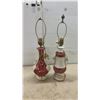 Image 2 : Two Rococo Revival Style Ceramic Table Lamps with Burgundy Glaze and Gold Accents, 24" High