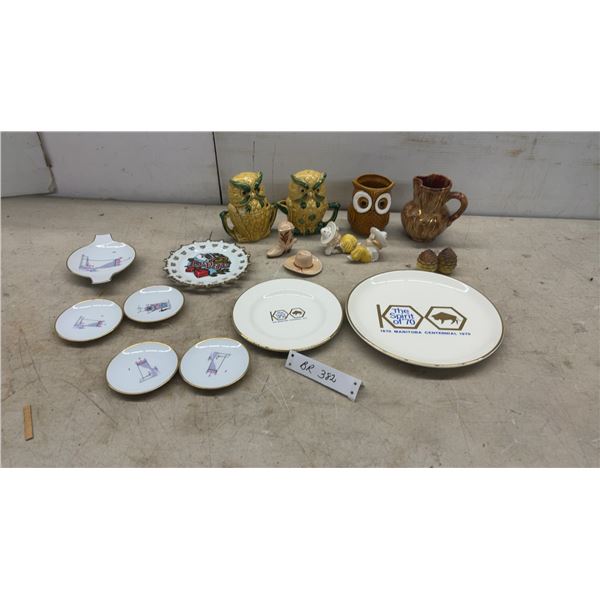 Manitoba Centennial 1870-1970 "The Spirit of '70" Commemorative Plates, Salt, Pepper Shakers and