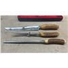 Image 3 : Stag-Handle Carving Set with Case, Manual Meat Grinder, and Decorative Utensils