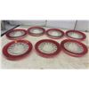 Image 2 : King's Crown Thumbprint Ruby Flash Style Glass Plates and Stemware& 2 Coca Cola Glasses