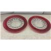 Image 3 : King's Crown Thumbprint Ruby Flash Style Glass Plates and Stemware& 2 Coca Cola Glasses