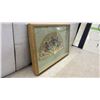 Image 2 : Framed Decorative Hand Fan with Painted Floral Motifs in Gold-Toned Shadow Box, 17 x 24"