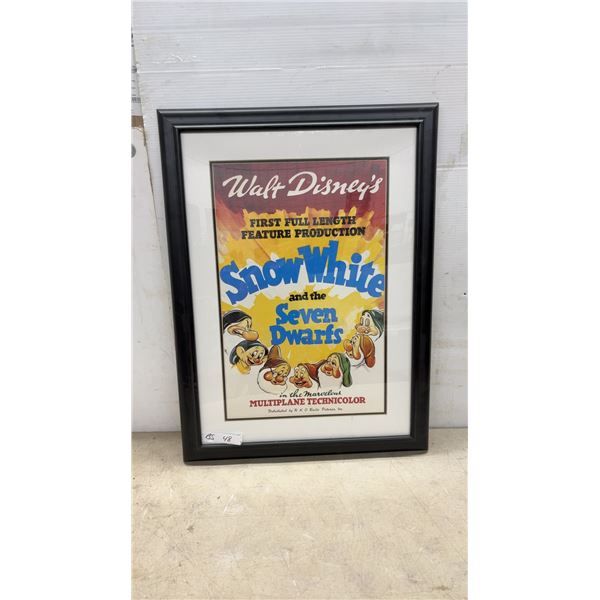 Framed Walt Disney Snow White and the Seven Dwarfs 1937 Movie Poster Reproduction, 32 x 23"