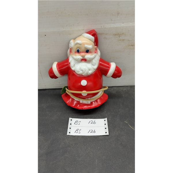 Vintage Plastic Blow Mold Lighted Santa Claus Christmas Decoration, 9" Tall