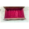 Image 3 : Dovetail Cherry-Stained Wooden Jewelry Box with Red Velvet Interior and Removable Trays, 8H X 17W X