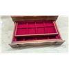 Image 4 : Dovetail Cherry-Stained Wooden Jewelry Box with Red Velvet Interior and Removable Trays, 8H X 17W X