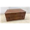 Image 7 : Dovetail Cherry-Stained Wooden Jewelry Box with Red Velvet Interior and Removable Trays, 8H X 17W X