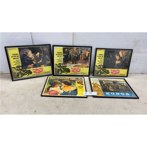 5 Framed Lobby Cards: The Boy Who Cried Werewolf, Night Creatures, Konga, and More, 12 x 15"