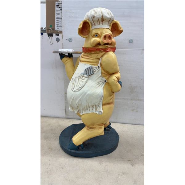 Resin Chef Pig Statue with Serving Tray, Kitchen Restaurant Decor, 35" Tall