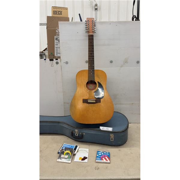 Norman 12-String Acoustic Guitar with Hardshell Case, Picks, and Strings, Needs TLC