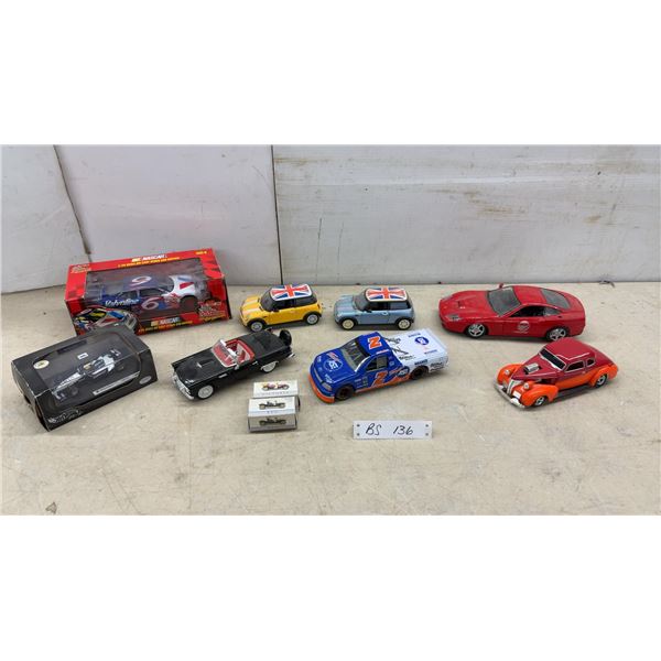 Die-Cast Model Cars Including NASCAR Valvoline #6, Mini Coopers, Ferrari 550, and More