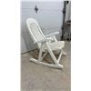 Image 1 : White Plastic Folding Rocking Chair with Slatted Back and Seat