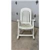 Image 2 : White Plastic Folding Rocking Chair with Slatted Back and Seat