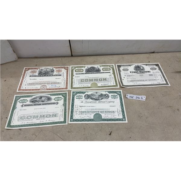Vintage Stock Certificates: Reading Company, General Motors, Union Pacific, and More