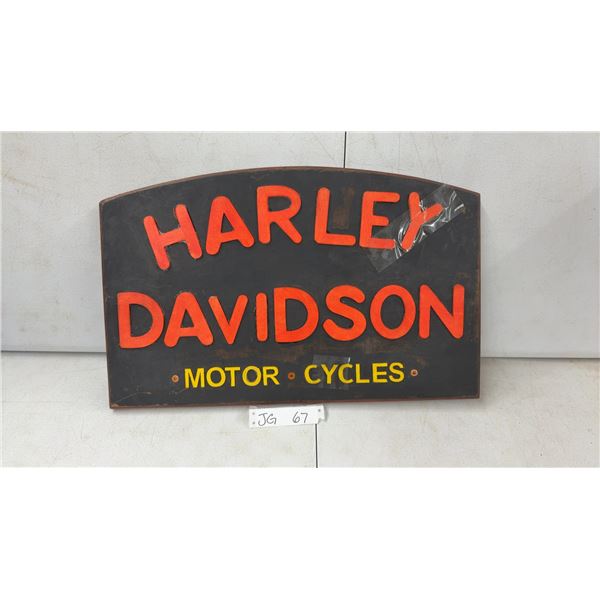 Wooden Harley Davidson Motor Cycle Sign 14 x 22"