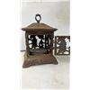 Image 6 : Vintage Cast Iron Garden Lantern With Glass Insert. Larger One Is Made in Japan with Grape Leaves