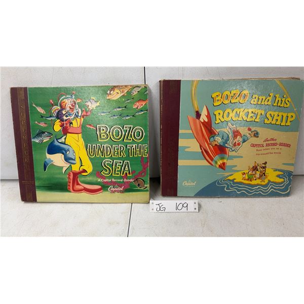 2 Vintage Capital Record- Readers of Bozo Records 1947 Bozo & His Rocket Ship Record Album Set and