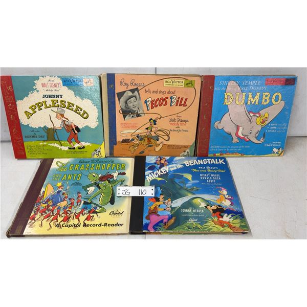 5 Walt Disney Story Book Records