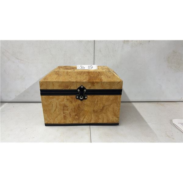 Fabric Stprage Chest With Metal Hnadles On The Side. 10.25 x 10.75"