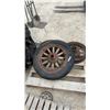 Image 1 : Vintage Wooden Spoke Wheel with Pneumatic Tire and Metal Hub