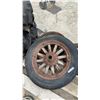 Image 2 : Vintage Wooden Spoke Wheel with Pneumatic Tire and Metal Hub