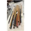 Image 1 : Collection of Assorted Pool Cues Including Durham Score 1971, Bridge Stick and More