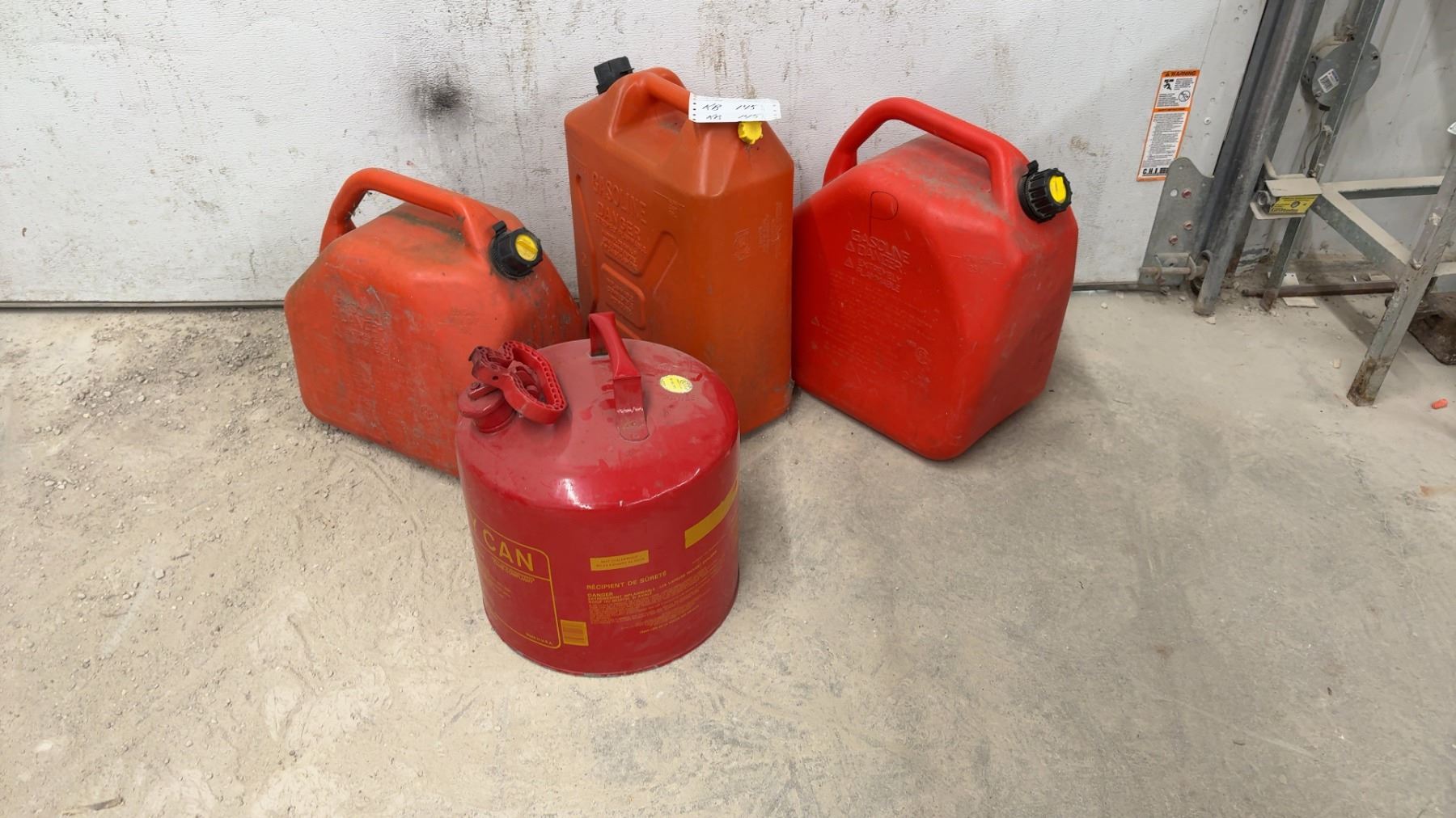Differnt Fuel Container Types Lot of Four Fuel Containers Including Eagle Type I Safety Can