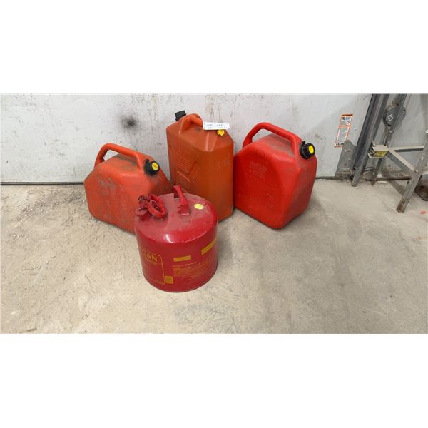 Lot of Four Fuel Containers Including Eagle Type I Safety Can
