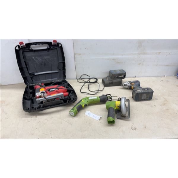 Skil 4580 5.0 Amp Power Orbital Jigsaw, Mastercraft, Cordless 18V Impact Gun with 2 Batteries