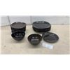 Image 1 : Dark Brown and Black Ceramic Dinnerware Set Including Plates, Bowls, and More