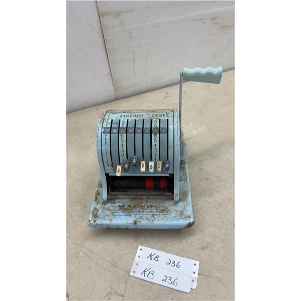 Paymaster Series 8000 Check Protector with Hand Crank