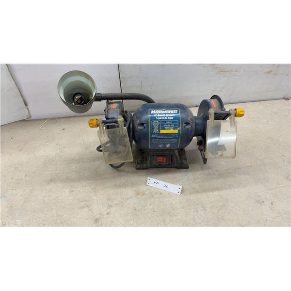 Mastercraft 6" Bench Grinder Model 55-3515-8 with Integrated Work Light and Safety Guards