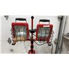 Image 2 : Dual-Head Halogen Work Light with Adjustable Red Tripod Stand