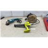 Image 1 : Makita 9005B 5" Disc Grinder, Skilsaw 5250-05 Classic Circular Saw, and Ryobi Cordless Caulk Gun