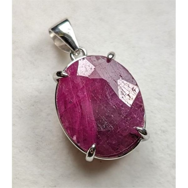 2 Ct Certified Silver Ruby Gemstone Pendant ($3,311 Appraisal)